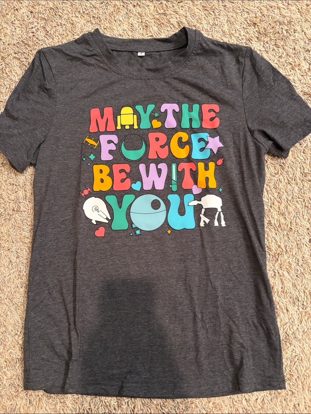 Charcoal Graphic 'May The Force Be With You' Short Sleeve Tee